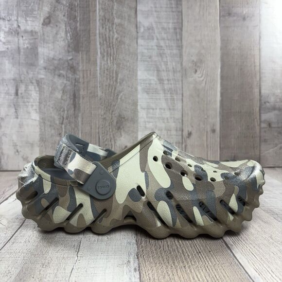 Crocs Echo Camo Redux Big Kids Boys Size 5 Clog Slip-On Shoes Sandal Shoes Green - Picture 7 of 11